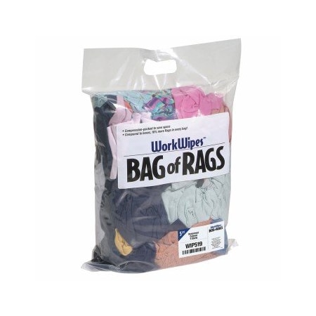 Workwipes Reclaimed Colored T-Shirt in Bag 5 bags/box, 5PK WIP519